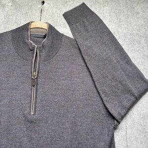 Raffi Men's Merino Wool 1/4‎ Zip Sweater Large Purple Brown Preppy Old Money